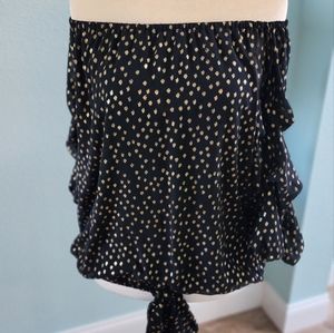 MSK Black and Gold Off-Shoulder Top